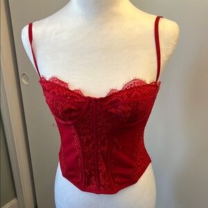 Urban Outfitters Elegant Red Lace Corset